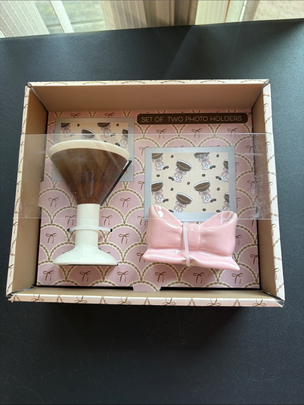 Mellow & Mod Espresso Martini & Bow Photo Holders Picture Frame Gift Set
